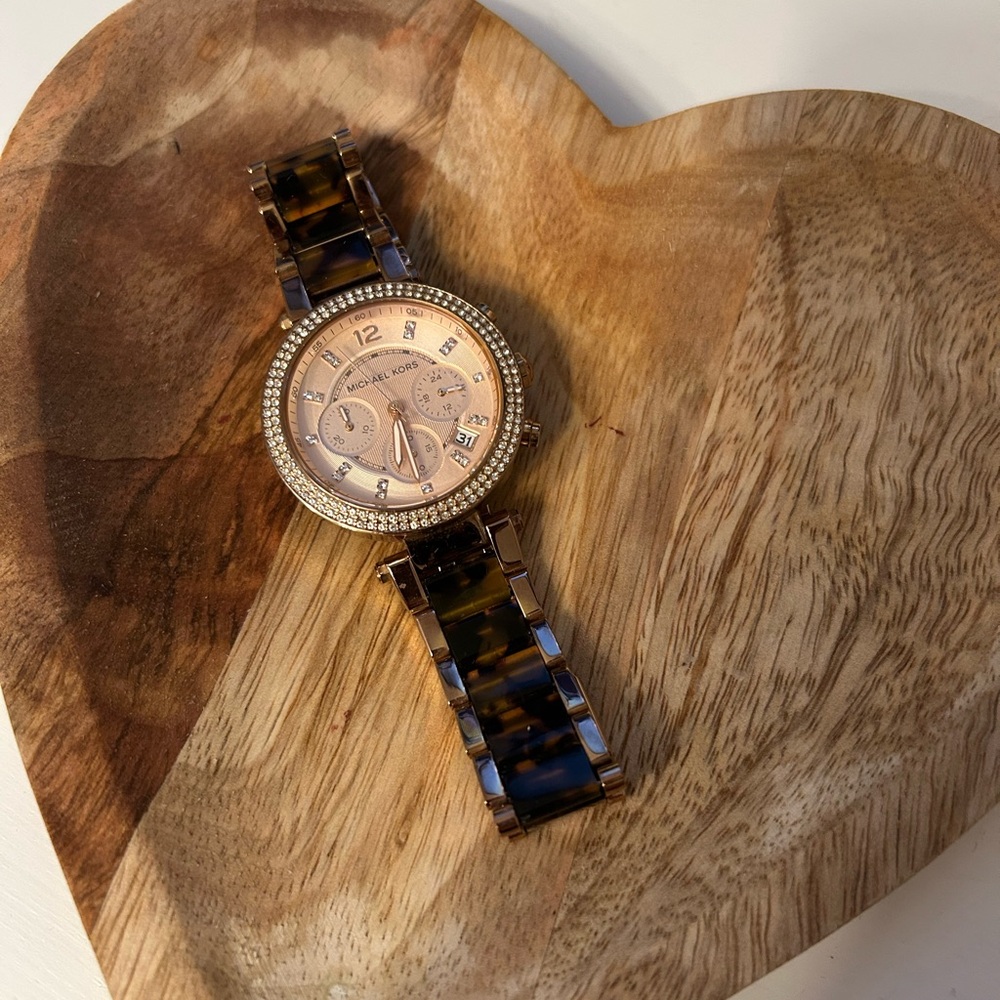 Michael Kors Rose Gold Watch with Tortoise Band